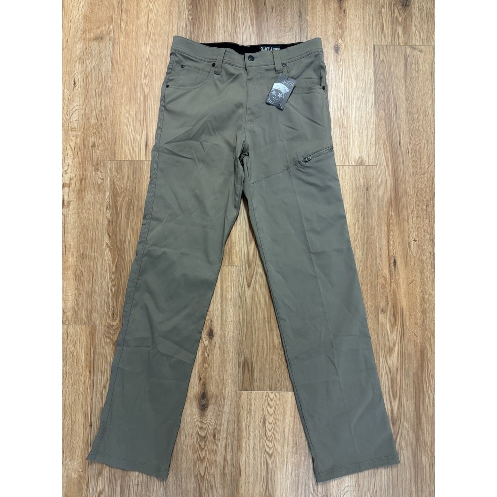 Caliville Mens 32X34 Khaki Flat Front Chinos‎ Stretch Twill Pant MSRP $60 NWT